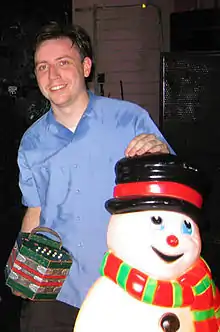 Logan Whitehurst and Vanilla the Plastic Snowman