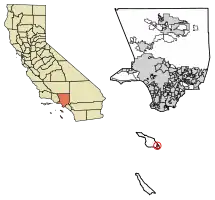 Location of Avalon in Los Angeles County, California.