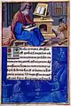 f.9 Luke's Lesson: Luke Writing; Border: Annunciation