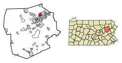 Location of West Wyoming in Luzerne County, Pennsylvania.