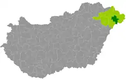 Mátészalka District within Hungary and Szabolcs-Szatmár-Bereg County.