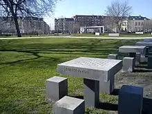 Board game tables in concrete