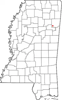 Location of Muldon, Mississippi