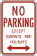 No Parking; Except Sundays