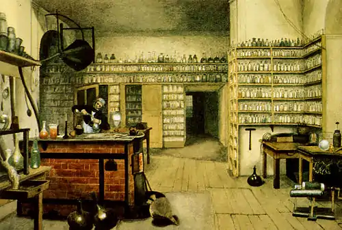 Michael Faraday in his laboratory, c. 1850s