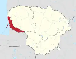 Location of Lithuania Minor within modern Lithuania