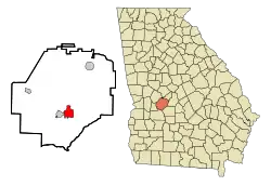 Location in Macon County and the state of Georgia