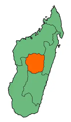 Map of Madagascar with Antananarivo highlighted