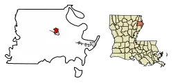 Location of Tallulah in Madison Parish, Louisiana