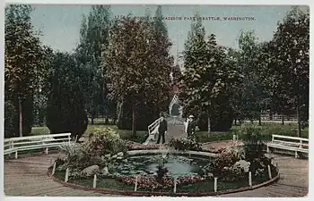 Madison Park fountain and bathing pavilion, ca. 1910