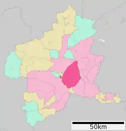 Location of Maebashi in Gunma Prefecture
