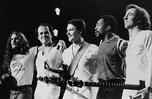 The original line-up on stage in 1973.Left to right: Jerry Goodman, Jan Hammer, John McLaughlin, Billy Cobham, Rick Laird