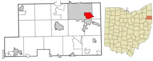 Location of Campbell in Mahoning County and in the State of Ohio