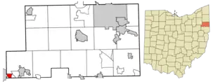 Location of East Alliance in Mahoning County and in the State of Ohio