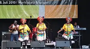 Mahotella Queens, 2010Left to right: Nobesuthu Mbadu, Hilda Tloubatla, Mildred Mangxola