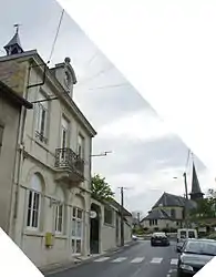 The town Hall and the Sainte-Marie-Madeleine church