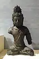 A 9th-century Srivijayan art bronze Maitreya from South Sumatra, a stupa adorns his crown