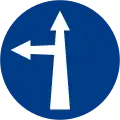 Follow arrow direction (go straight or turn left)