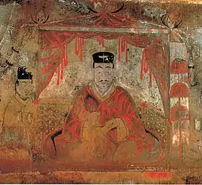 The mural of Goguryeo and former Yan official, Dong Shou (Hanja: 佟寿) in Anak Tomb No. 3