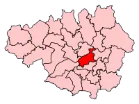 Boundary of Manchester Central in Greater Manchester.