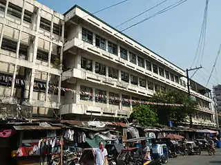 Facade along a busy street