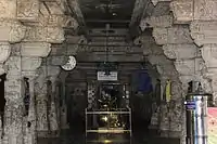 Ornate open mantapa (hall) at the Someshwara temple in Halasuru