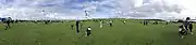 Panorama showing the annual Manu Aute Kite Day, held on Takaparawhau on the first Matariki long weekend, June 2022.
