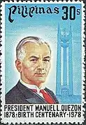 1978 Philippine stamp commemorating the birth centenary of Quezon