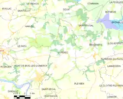 Map showing location of Lopérec
