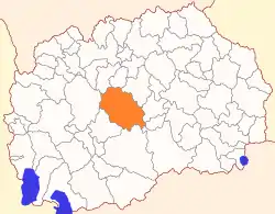 Location of Čaška Municipality