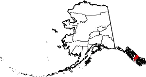 Map of Alaska highlighting Petersburg Borough