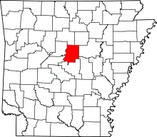 Map of Arkansas highlighting Faulkner County