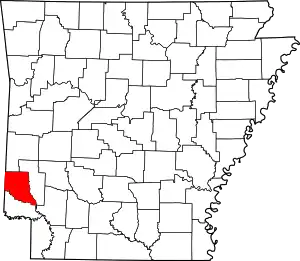 Map of Arkansas highlighting Sevier County