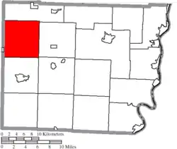Location of Kirkwood Township in Belmont County