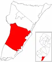 Middle Township highlighted in Cape May County. Inset map: Cape May County highlighted in New Jersey.