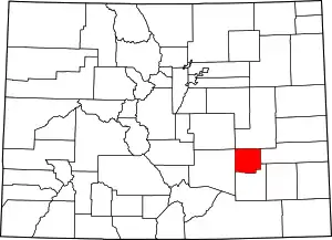 Map of Colorado highlighting Crowley County