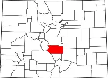 Map of Colorado highlighting Fremont County