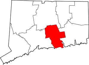 Map of Connecticut highlighting Middlesex County