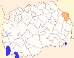 Location of Delčevo Municipality