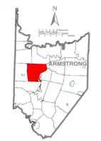 Map of Armstrong County, Pennsylvania highlighting East Franklin Township