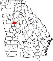 Map of Georgia highlighting Spalding County