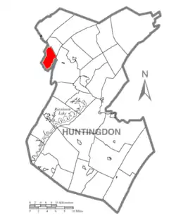 Map of Huntingdon County, Pennsylvania Highlighting Morris Township
