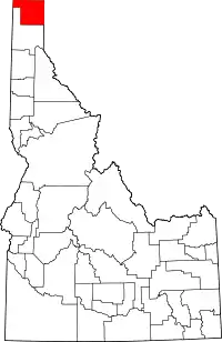 Map of Idaho highlighting Boundary County