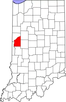 Map of Indiana highlighting Fountain County