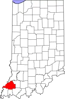 Map of Indiana highlighting Gibson County