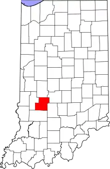 Map of Indiana highlighting Owen County