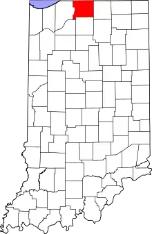 Map of Indiana highlighting Saint Joseph County