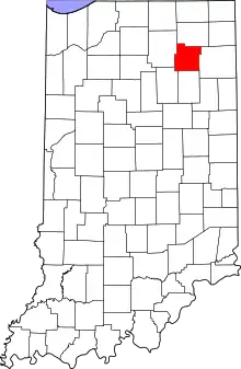 Map of Indiana highlighting Whitley County
