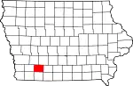 Map of Iowa highlighting Adams County