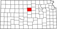 Map of Kansas highlighting Lincoln County